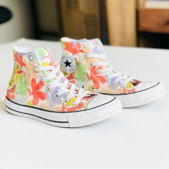 Sneakers alte Converse TAGLIA 8 Chuck Taylors All stars in Egret Multi Garden