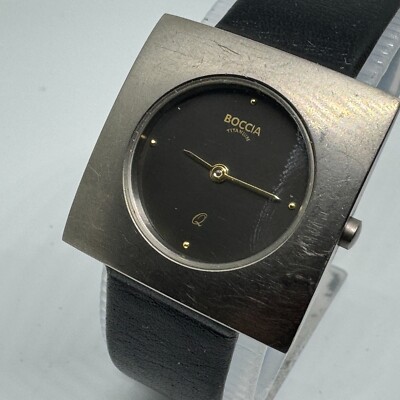 Vintage BOCCIA Quartz Watch Unisex Titanium Ultra Thin Leather
