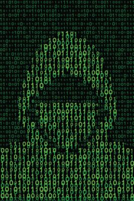 Computer Hacker on Binary Code Background Laminated Poster 12x18