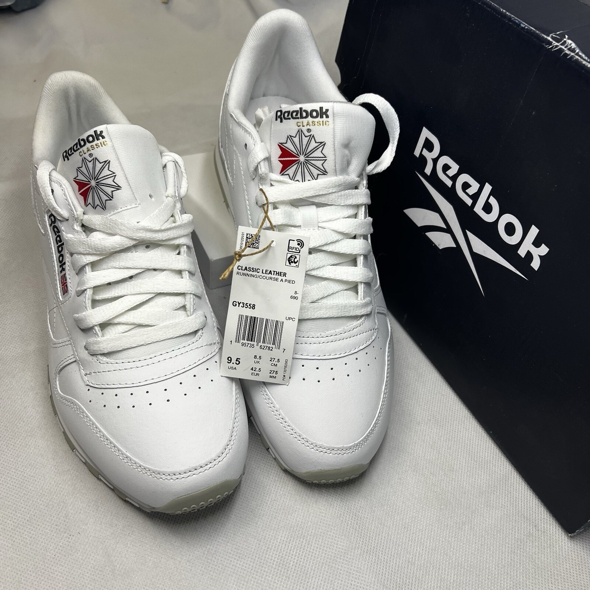 Reebok Classic Leather Running White/Pure Grey Unisex Mens Size