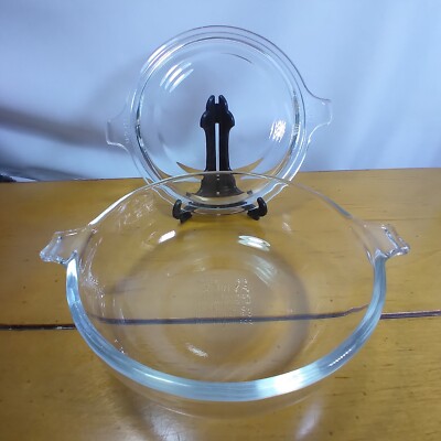 Vintage Pyrex Baking Dish (019) with Lid (681-C) 20 oz Clear Glass