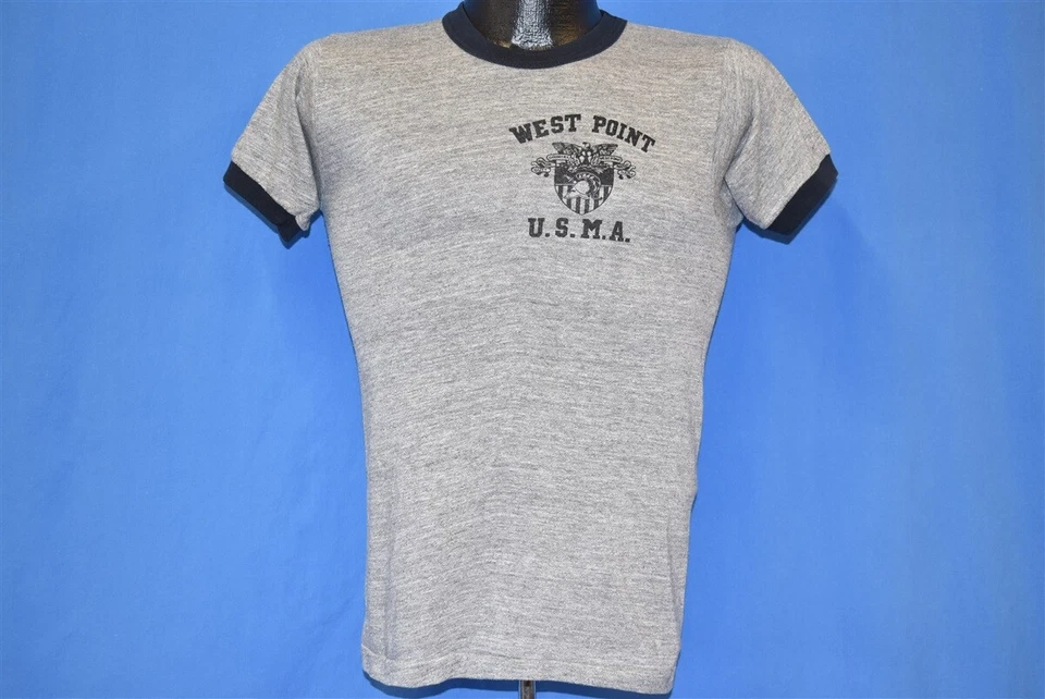 vtg 80s WEST POINT USMA RAYON TRI BLEND RINGER UNITED STATES MILITARY t-shirt S - Image 2 of 3