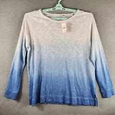 NWT CATO Active Woman Pullover Long Slv Top XL Blue White Fade Tunic Layer