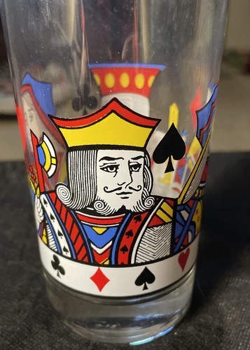 King & Queen Playing Cards Poker Night Glass Tumbler, Libbey Vintage Glassware - Picture 3 of 7