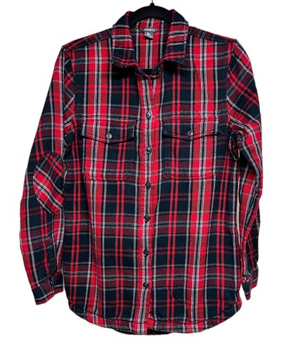 Eddie Bauer Red Plaid Flannel Button 