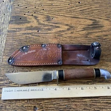 Vintage MARBLE'S Sportsman  blade wooden handle knife W Sheath