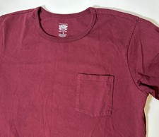 Genuine Schott NYC Heavyweight Pocket T-Shirt MADE IN USA Sz Large Maroon Red