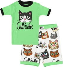 Lazy One Short-Sleeved Summer Pajama Set for Girls and Boys, Kid Pajama Set