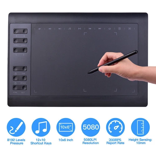 6'' Graphics Tablet 8192 Drawing Tablet Digital Tablet 233 Point Quick Reading