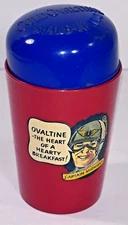 Captain Midnight Ovaltine Shaker 1953 Shake-Up Mug Wander Co. Vtg Red Plastic