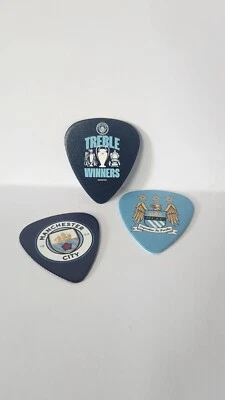 MCFC MAN CITY MANCHESTER PLECTRUMS 0.7G DOUBLE SIDED x 3 plectrums