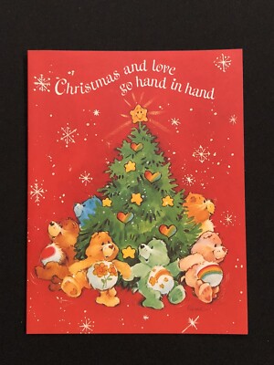 Care Bears レトロ　雑貨　クリスマス Vintage Care Bears Holiday Christmas Card Rainbow Tree 1983