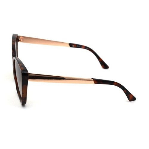 Womens Mod Chic Cat Eye Designer Sunglasses Solid Tortoise Brown - Picture 3 of 4