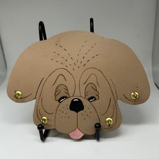 Adorable Puppy Dog Head Wood Leash Holder Wall Hanger 10