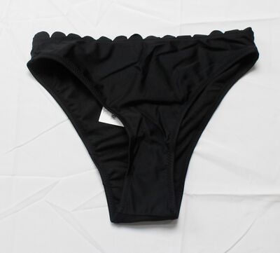 Vero Moda Women's Scalloped High Waisted Bikini Bottoms EG7 Black Small NWT
