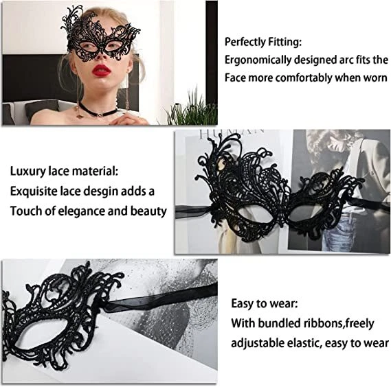 Máscara de olhos de renda feminina sexy máscaras rosto venda para os olhos fantasia decoração festa cosplay - Imagem 2 de 4