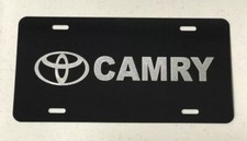 Toyota Camry Car Tag Diamond Etch On Black Aluminum License Plate