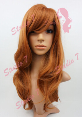 Parrucche Lunghe Dritte Color Zenzero Con Frangia Per Donna, Parrucca Sintetica Ondulata Naturale Da 26 Pollici, Capelli Resistenti Al Calore Per Cosplay Di Feste Quotidiane - Foto 6