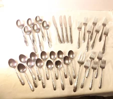 Vintage Lot of 36 N.S. Co Flatware Hibiscus Flower Leaf Stainless Steel Japan