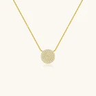 Lavishe 925 Sterling Silver Cubic Zirconia Pave Disc Round Pendant Necklace
