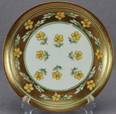 Pickard Hand Painted Signed Wagner Yellow Flowers & Gold 8 5/8 Inch Plate