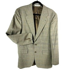 Chaps Ralph Lauren Men's Sports Suit Jacket Size 40 R 100 Pure Wool Gray Plaid