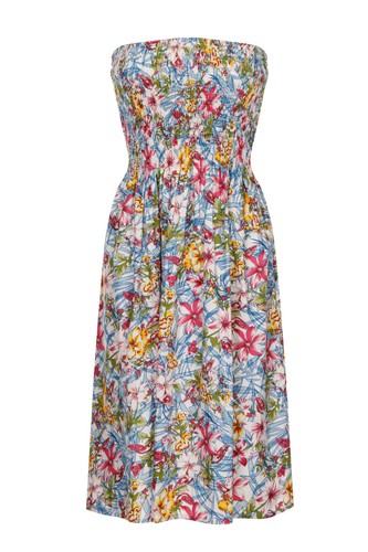 Ladies Summer Strapless/Bandeau Cotton Beach Sun Dress/Maxi Skirt Size 8-22 NEW - Picture 11 of 166