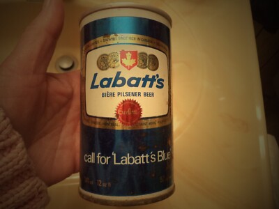 LABATT'S BLEU BIERE BEER 12 OZ STRAIGHT EDGE STEEL CAN 9 CITIES