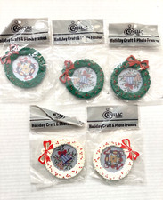 Vintage Cadillac Christmas Wreath Photo  Craft Frames Ornaments Green White NIP