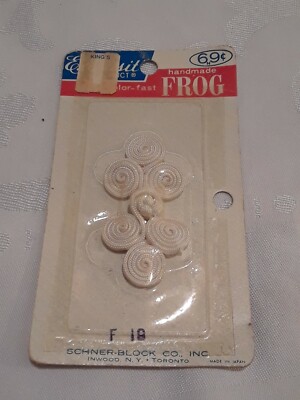 Vintage Exquisit White Handmade Frog Fastener Washable Color Fast
