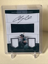 2017 National Treasures Chad Pinder Triple Jersey OnCard 51/99 Oakland Athletics