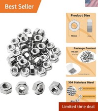 50pcs M6 Hex Nut, Stainless Steel 304, Hex Drive, Metric M6x1 Nuts Fasteners,...