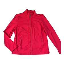 T by Talbots Jacket SZ XL Pink Knit Outdoor Casual Full Zip Pockets Outerwear