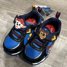 Paw Patrol Blue Light-Up Shoes Boys Toddler Size 6 Easy On Off Straps