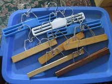 Vintage Wooden  Tamar Pants Skirt Slacks Trousers Hangers Metal Clamps Lot of 8