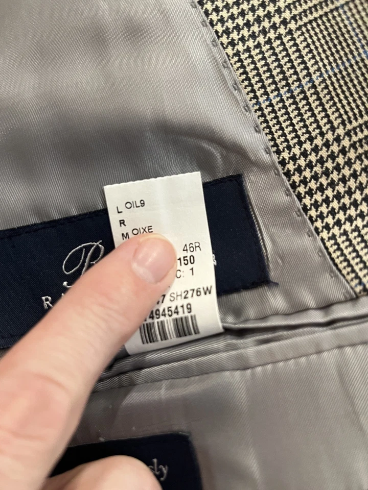 Ralph Lauren Mens Silk wool Houndstooth Plaid Blazer Sport Coat 46 R - Image 4 of 4