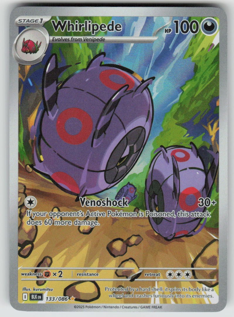 Whirlipede 133/086 Holo Illustration Rare Black Bolt Pokemon NM