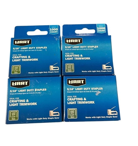 Hart 5/16" Light Duty Staples 1000ct Ea. (4000 staples) Craft & Trimwork 4 Boxes