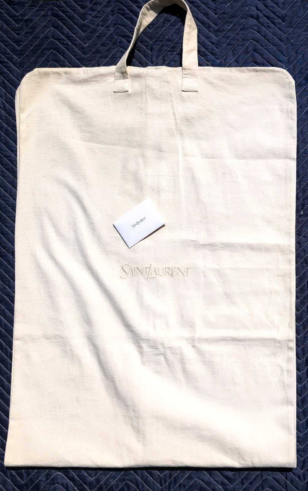 NUOVO Saint Laurent (YSL) Logo Panna Flanella Panno Borsa Porta Indumenti con Cerniera ~62" x 23"