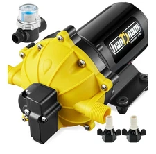 RV Water Pump, 6.5GPM 70PSI 12V DC Water Pump, Five Chamber Self-Priming