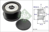 1X Ina 535 0259 10 Generatorfreilauf FüR Ford Fiat Volvo Alfa Romeo Mazda