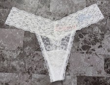 NWOT VICTORIA'S SECRET WHITE BLUE EMBROIDERED BRIDE BRIDAL LACE THONG PANTIES