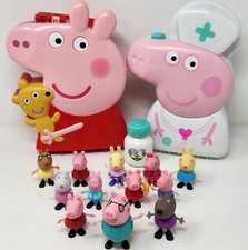 Original Peppa Pig and Nurse 2 Travel Cases W/ Carrying Handle and 12 Figures