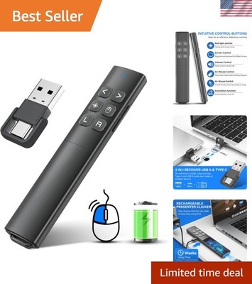 USB C Wireless Presenter with Powerful Air Mouse & Bright Red Pointer - 656 ft