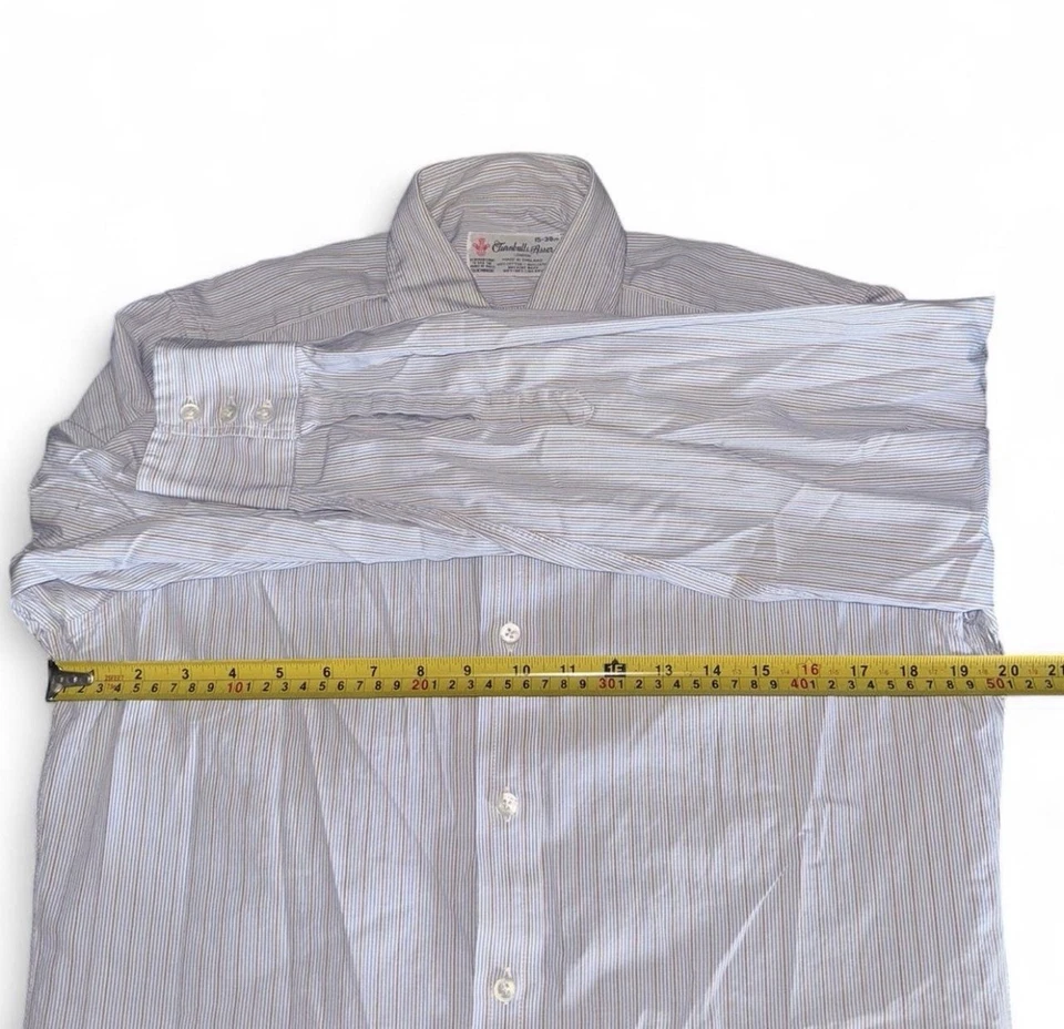 Camisa de vestir Turnbull & Asser London para hombre 15 38 cm azul marrón a rayas Foto 4 de 4