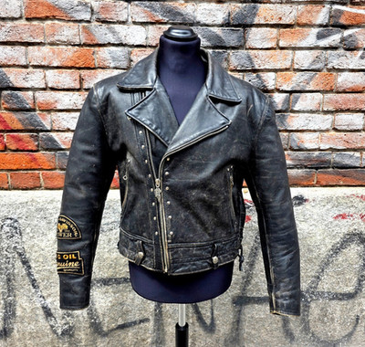 Harley Davidson Lederjacke schwarz grau Vintage gealtert