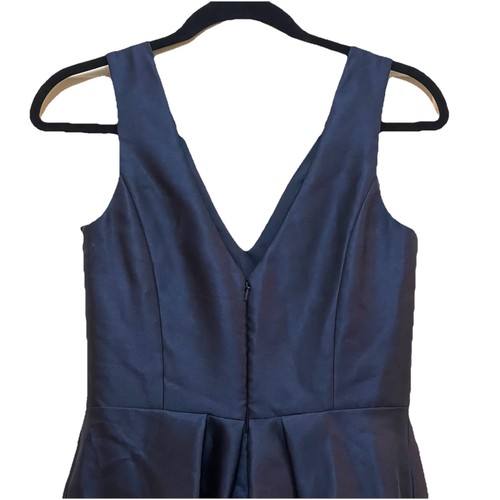 ALFRED SUNG Midnight Navy Sateen Twill High Low Cocktail Dress Gown NWOT Sz 4 - Picture 5 of 8