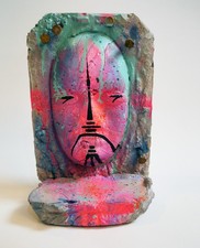 C. FANTA VOLTO DIPINTO scultura astratta ORIGINALE arte cemento PITTURA art