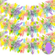 3 Pack Easter Tinsel Garland 45ft Total Metallic Fringe Easter Egg Streamer Set