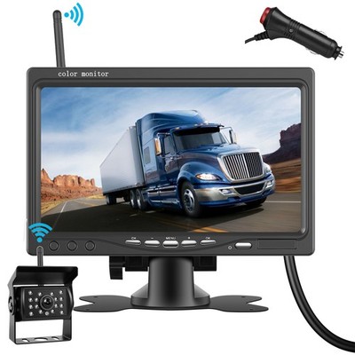 1080P Digital Wireless RV Backup Camera 7'' BSD Car Monitor for Trailer Truck RV